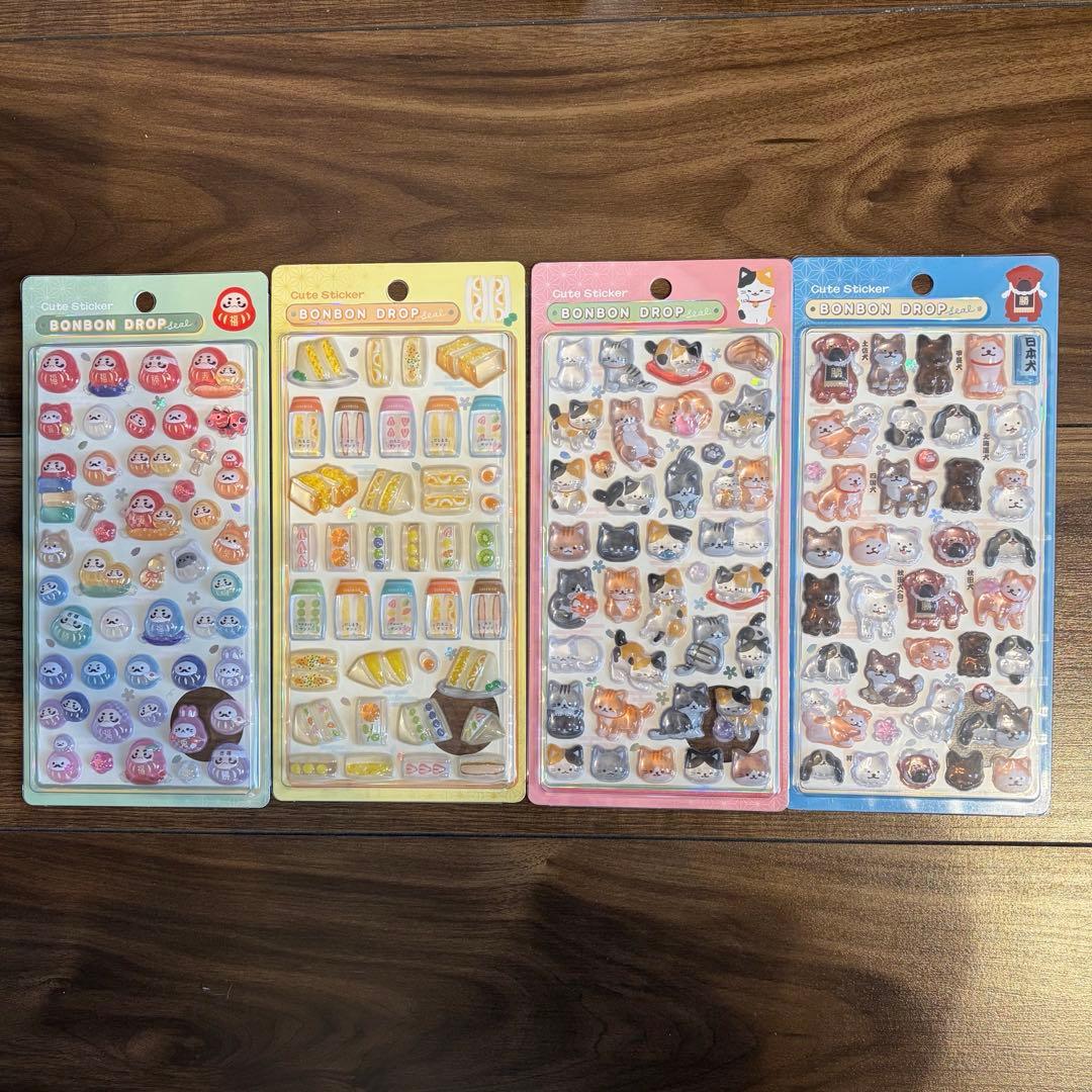 【国内正規品】ボンボンドロップシール　和柄　だるま　たまごサンド　和猫　日本犬 ボンボンドロップシール和柄3点セット たまごサンド 猫 だるま - メルカリ