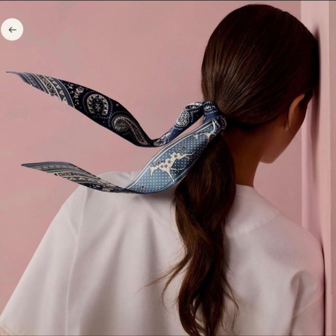 新品未使用☆エルメス ツイリー 2026SS 水色×ネイビー バンダナ - メルカリ