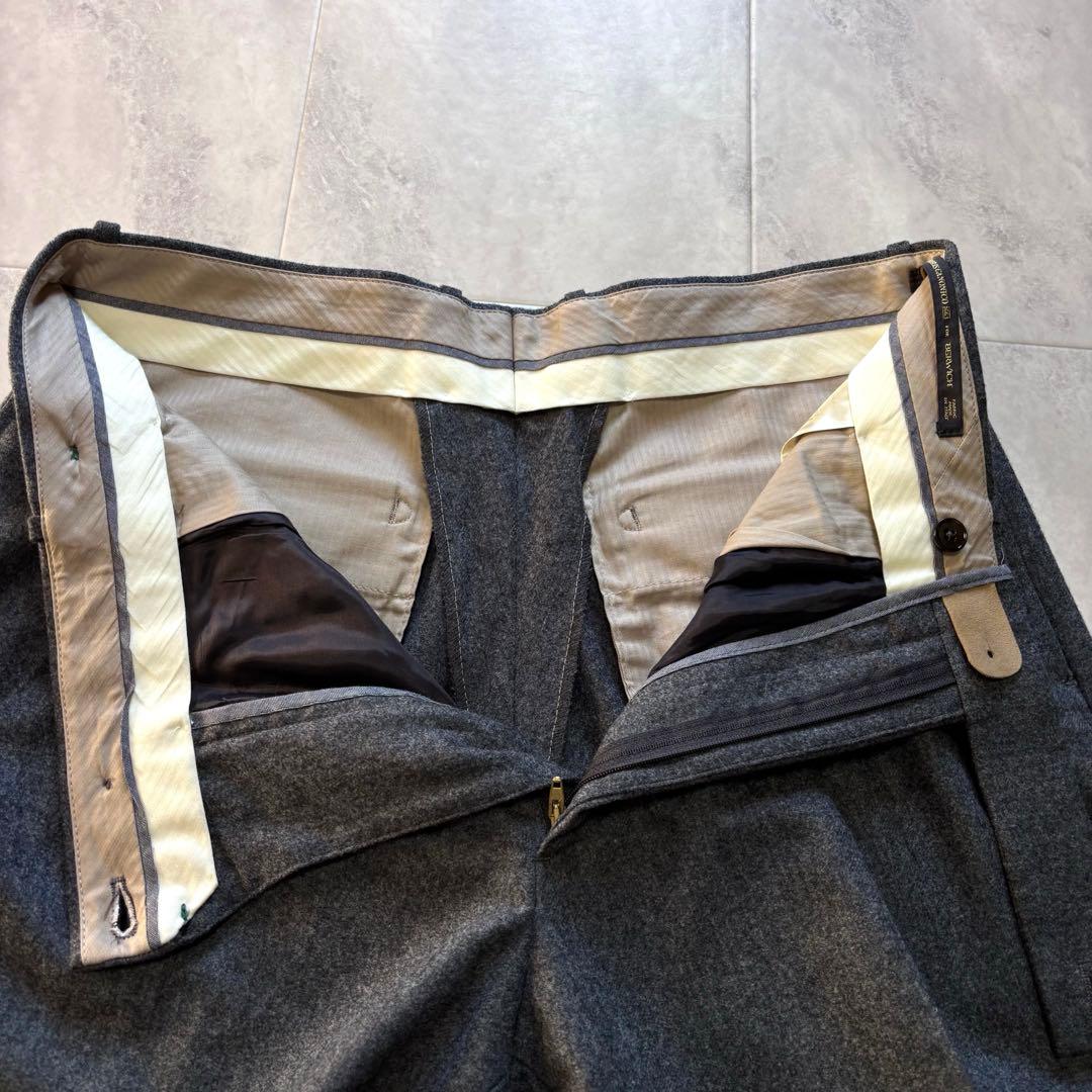 極美品】ベルウィッチ カノニコ ウールフラノ 2タックワイドトラウザー