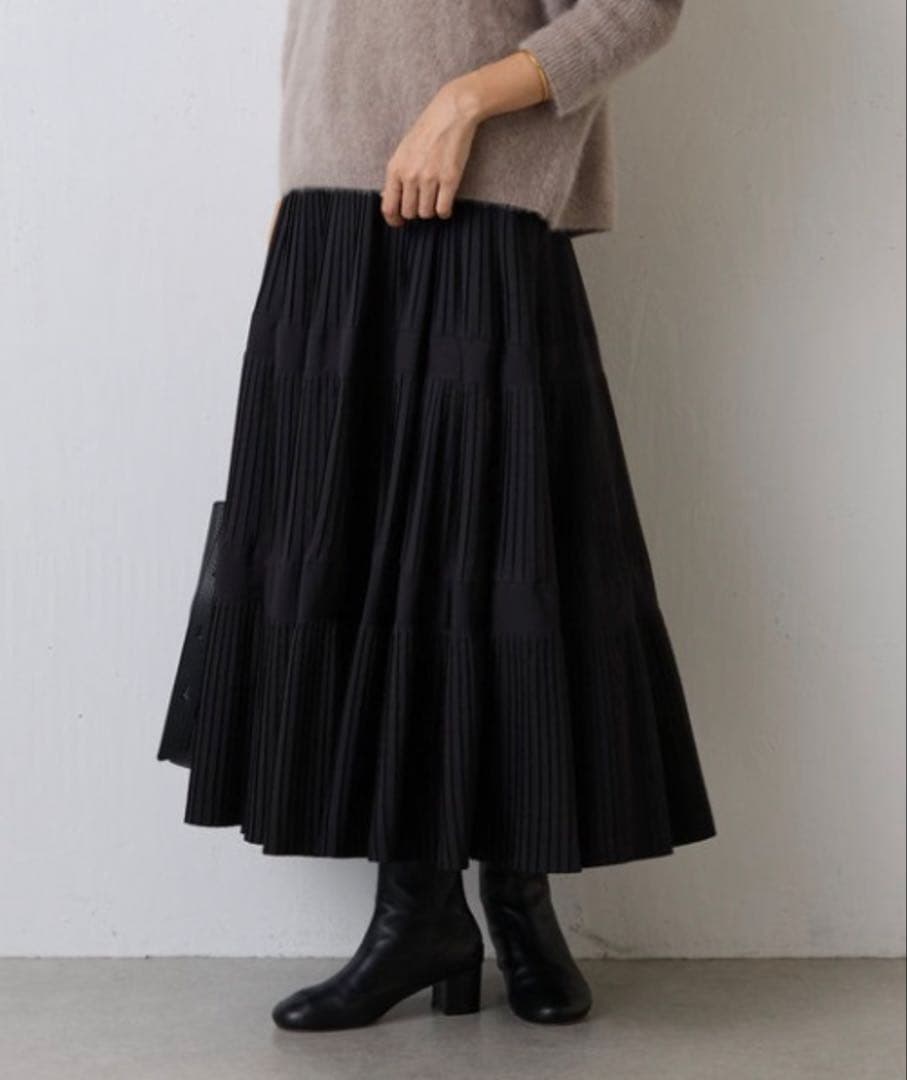 BEARDSLEY プリーツティアードスカート　Black フリーサイズ ビアズリー BEARDSLEY プリーツティアードスカート （black