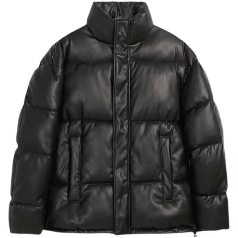 ZARA ザラ フェイクレザーパフダウンジャケット - メルカリ