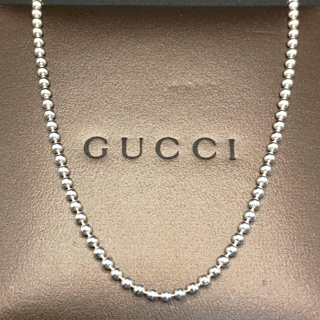 【美品】GUCCI ボールチェーン ネックレス 50cm ユニセックス S925 グッチ GUCCI アクセサリー ネックレス ペンダント シルバーボール