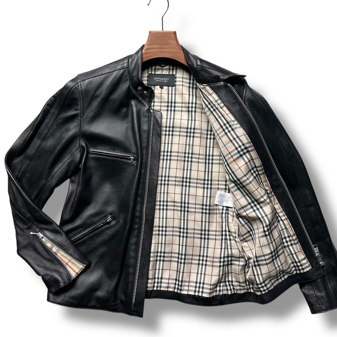 未使用級 バーバリーブラックレーベル ライダース メガチェック 羊革 L 黒 楽天市場】極美品○BURBERRY BLACK LABEL バーバリーブラックレーベル