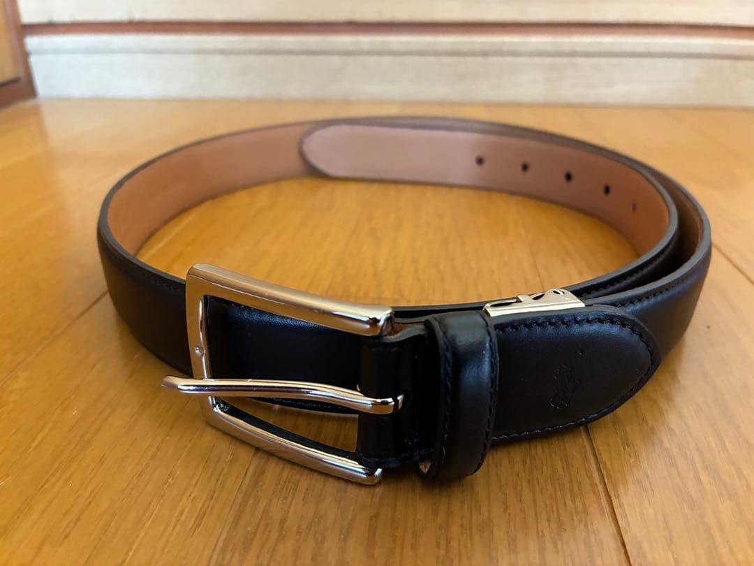 ポロラルフローレン 黒 レザーベルト シルバーのバックル POLO RALPH LAUREN（ポロ・ラルフローレン） ポロ ラルフローレン