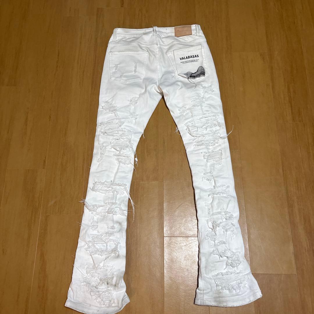 VALABASAS ホワイト ダメージデニム29 VALABASAS ダメージデニム29