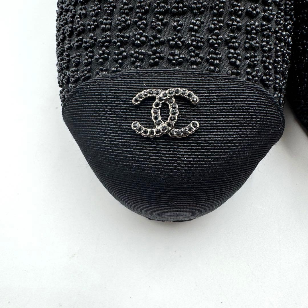 美品✨CHANEL ハイヒール　ココマーク　ブラック　サテン　23.5cm