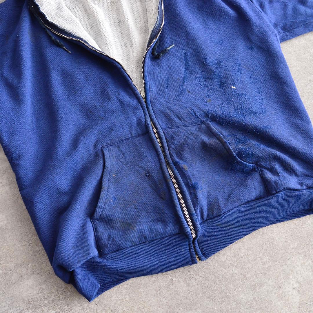 80s〜 USA製 XL ダブルフェイス ジップパーカー 襤褸 ネイビー - メルカリ