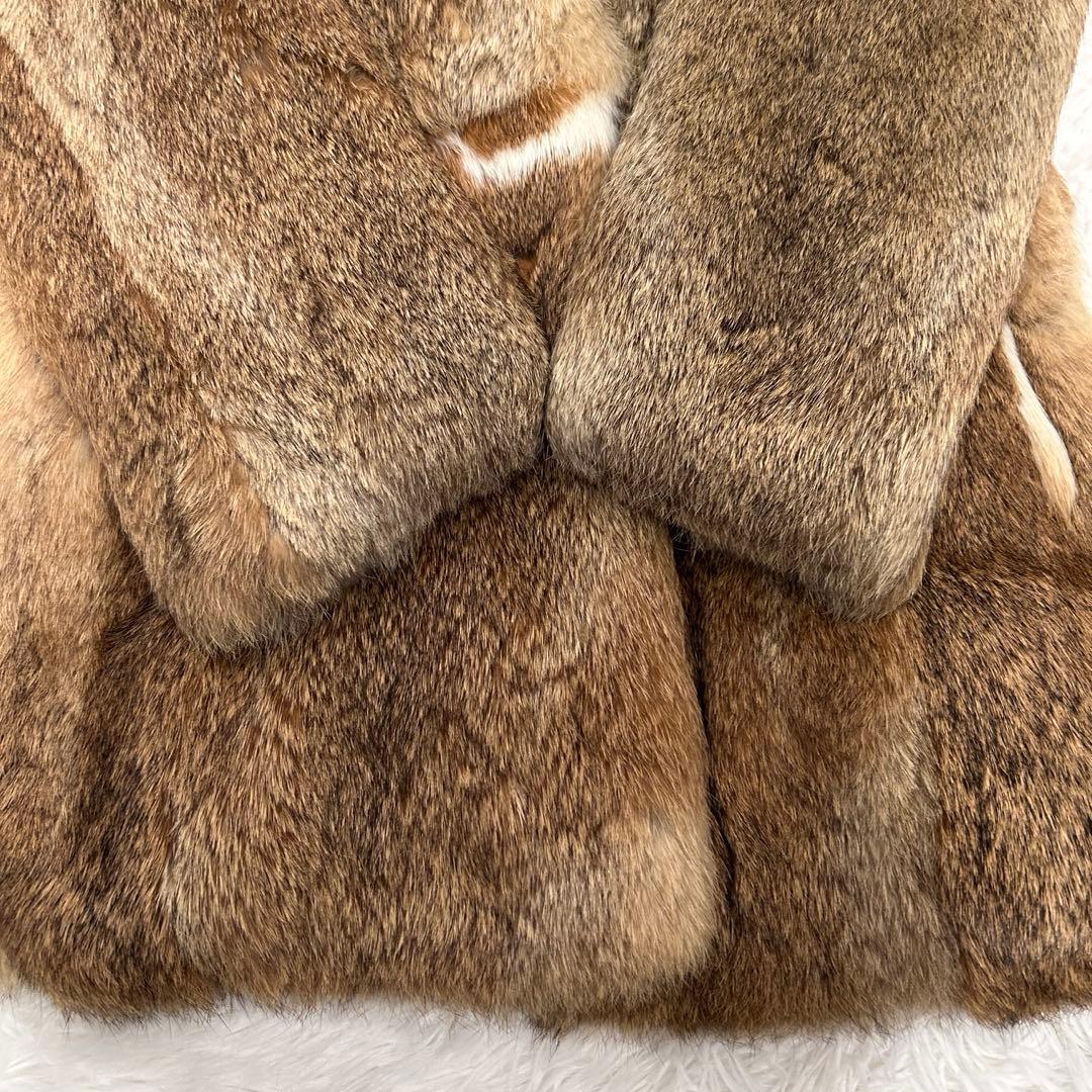 美品】ラビットファーコート リアルファー 刺繍入裏地 オシャレ 毛皮