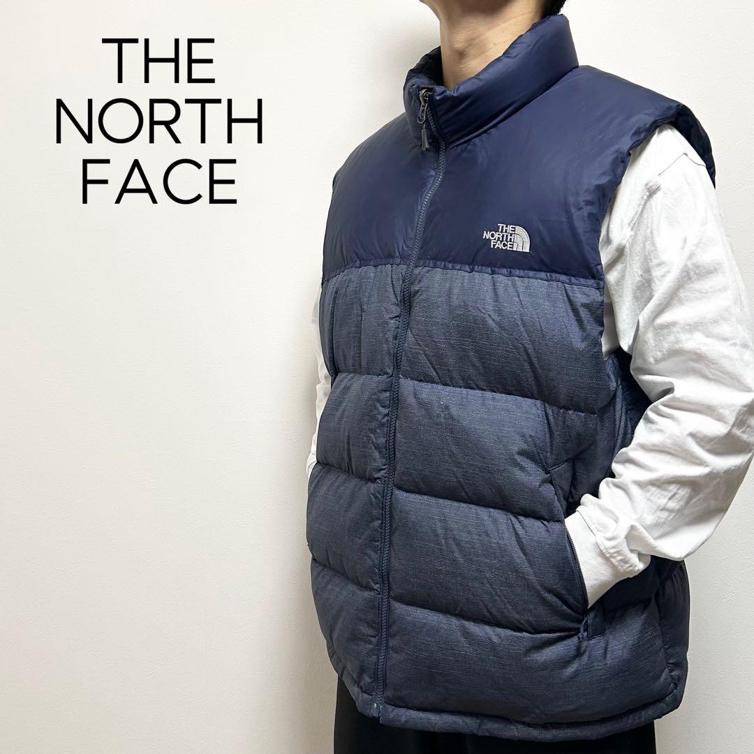 日本未入荷　US規格　ノースフェイス　ヌプシダウンベスト　700FP デニム生地 THE NORTH FACE (ザ ノースフェイス) ダウンベスト ヌプシベスト