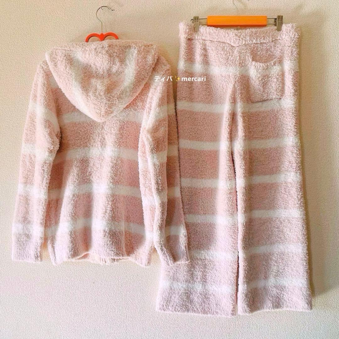 新品未使用】ジェラートピケ ルームウェア 上下セット 薄ピンク×白