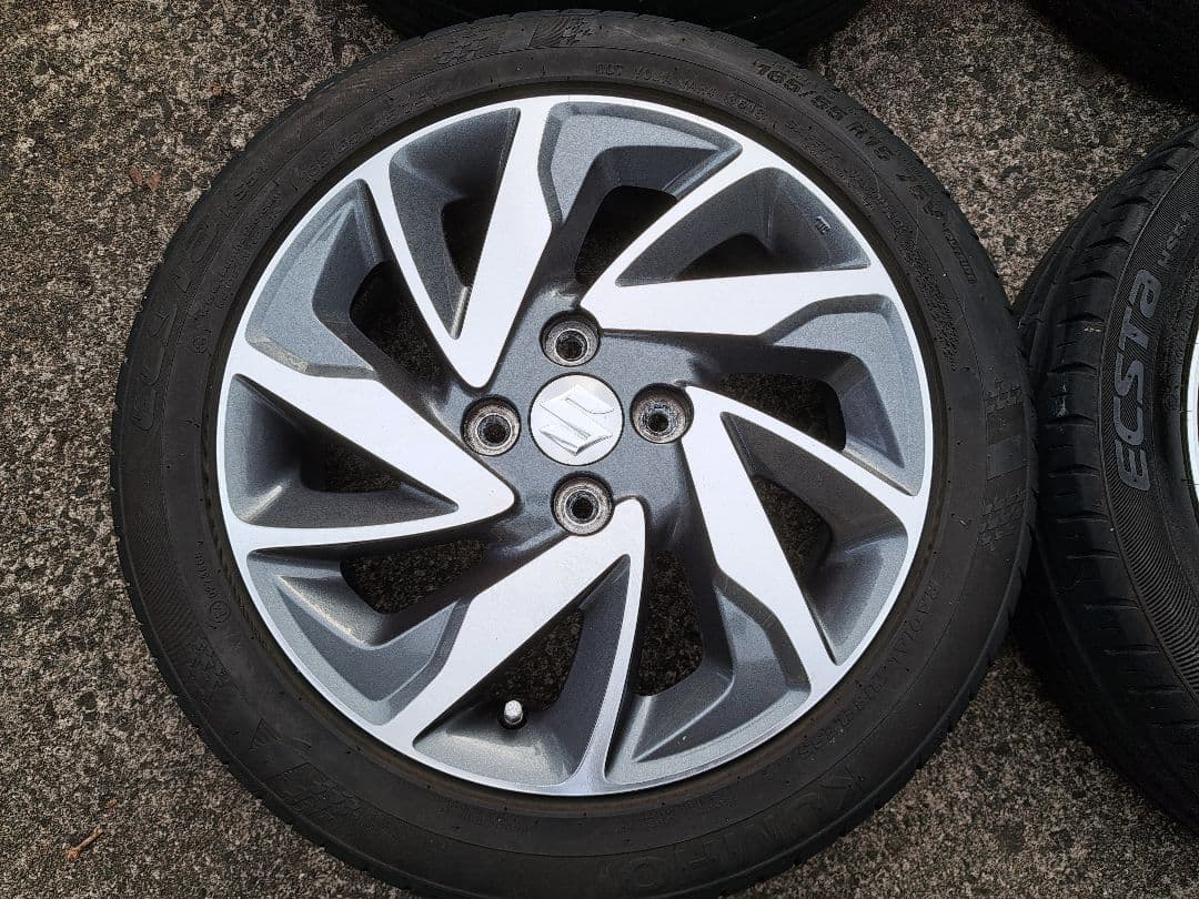 15×4.5J+45 4H100スズキ純正！+165/55R15×4送料￥900