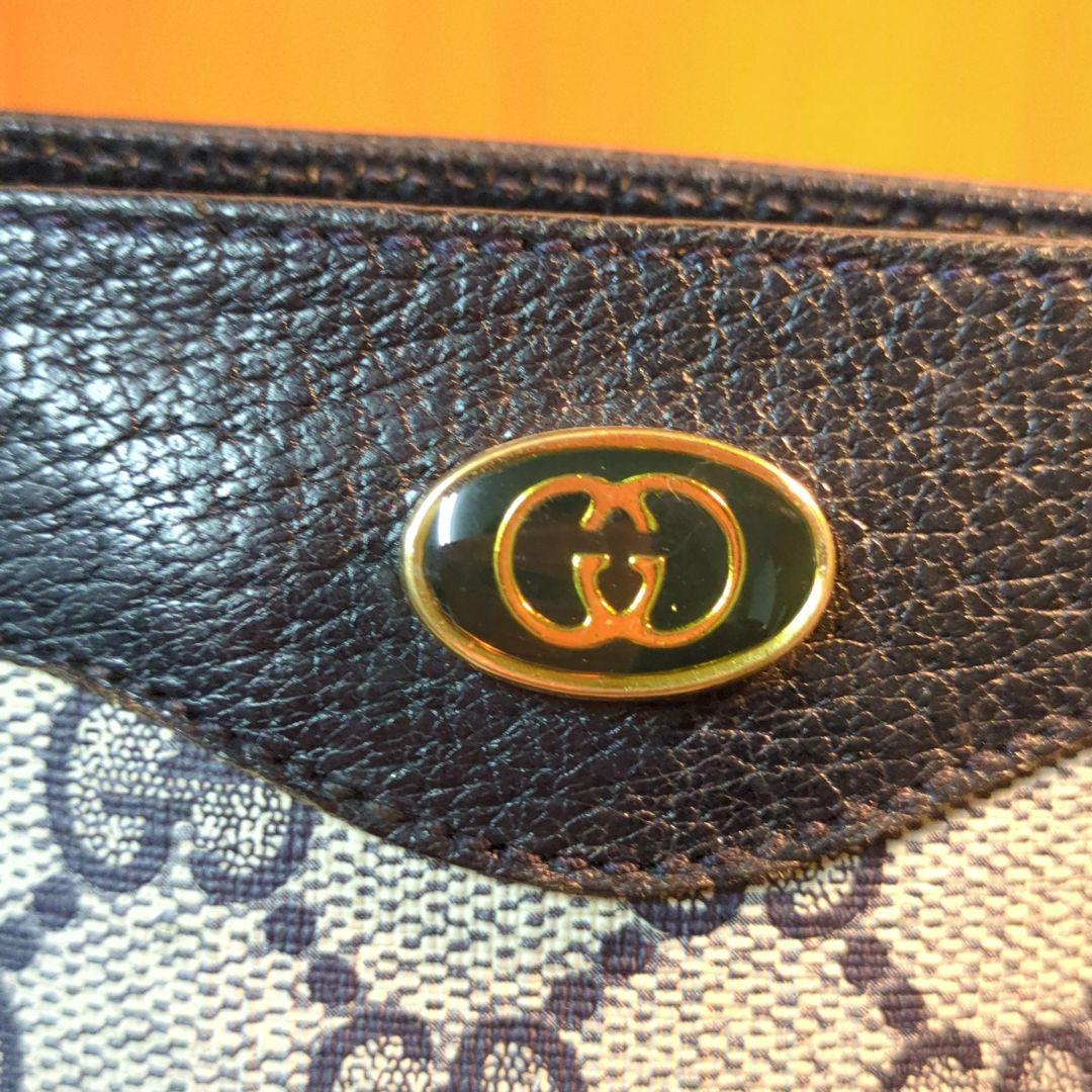 GUCCIグッチ GGパターン ポーチ 小型 ネイビー オールドグッチ クラッチ