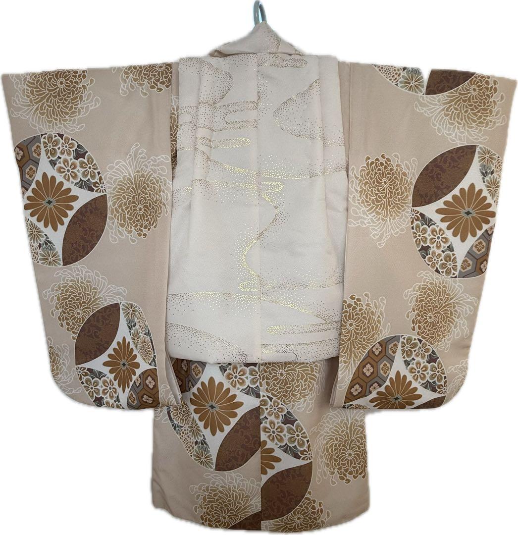 ひよこ商店 クリーム金彩×エクリュ七宝 3歳男の子 被布着物セット