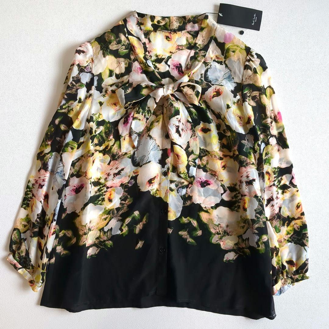 新品★ポールスミス ブラック ボウタイ ブラウス 花柄 44 Paul Smith｜ポール・スミスのシャツ/ブラウス（花柄・ボタニカル柄
