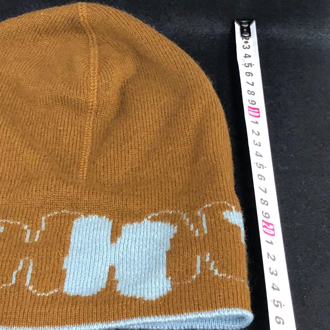 HERMES エルメス カシミヤ100% ニットキャップ ブラウン／ブルー