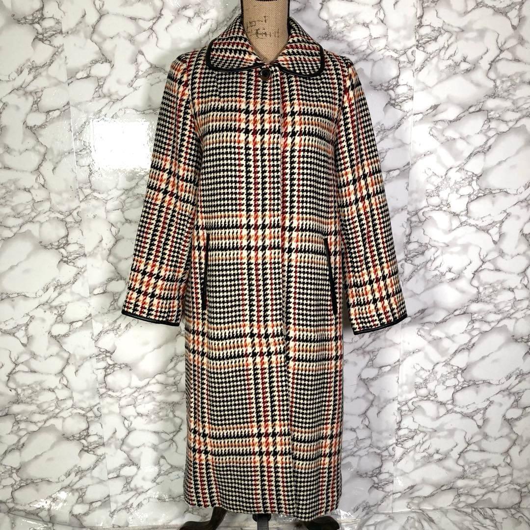 FREAK’S STORE　（F）　チェック柄大柄ロングコート　黒赤橙 Meridianチェック柄ロングコート | 2色展開 - 古着屋グレープフルーツ