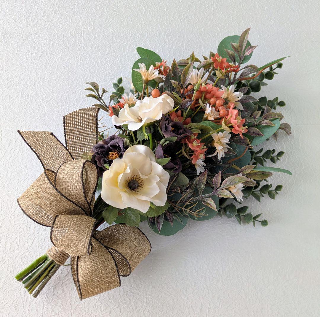 komama 落ち着いた色合いのバラとユーカリのナチュラルスワッグ合計3点