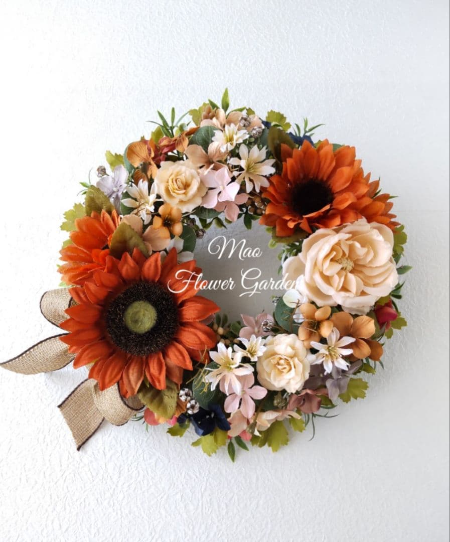 komama 落ち着いた色合いのバラとユーカリのナチュラルスワッグ合計3点