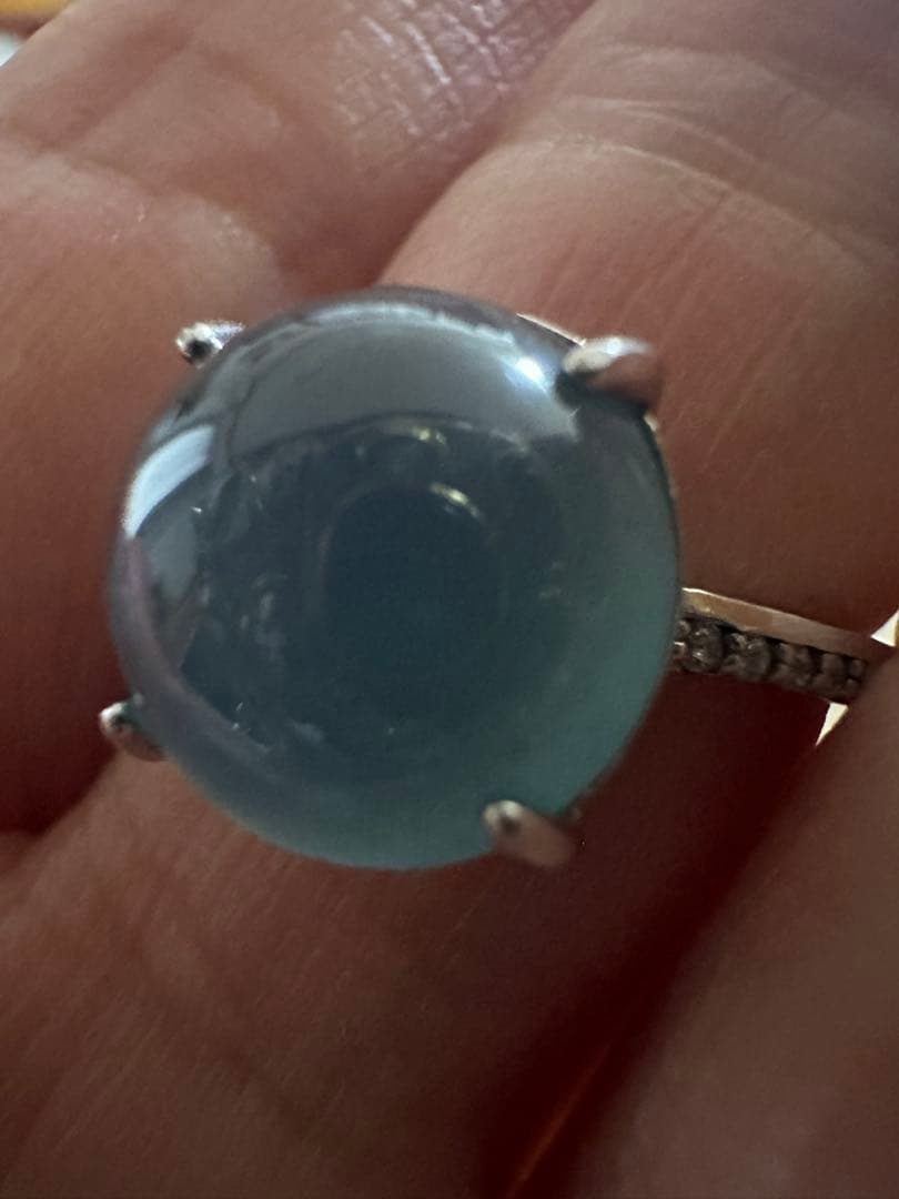 天然A貨高冰種ブルー天然本￼翡翠. 正円形.S925 新品未使用 鑑定書付き