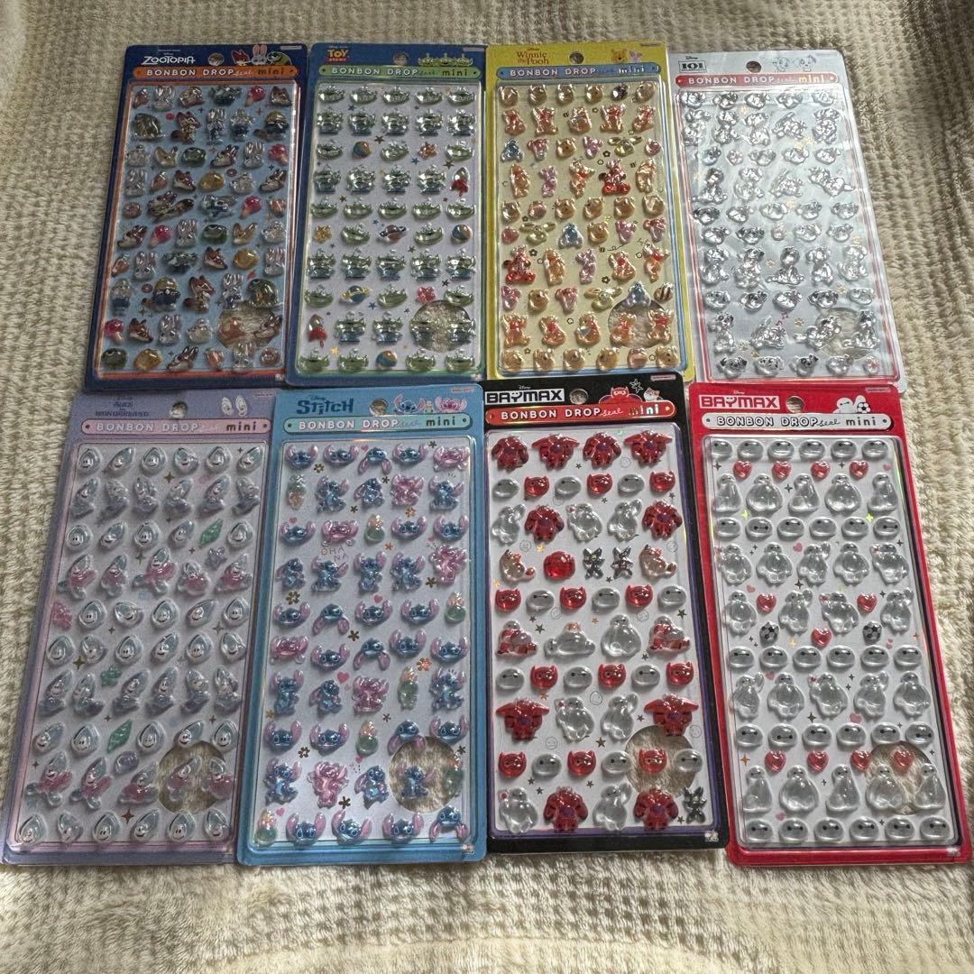 ボンボンドロップシール　ミニ　ディズニー 全8種セット　mini ボンボンドロップシールmini ディズニー🩷】 12月発売の新作、全8種