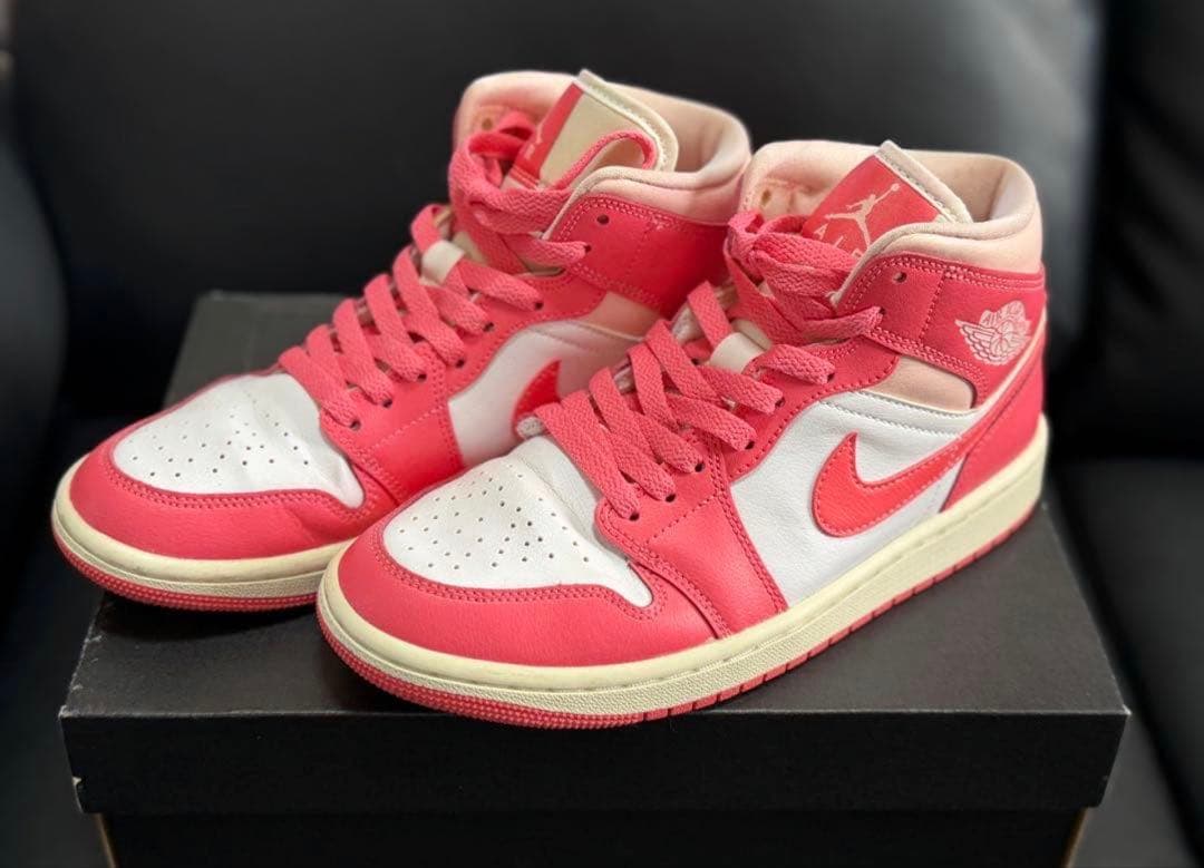 Nike Air Jordan 1 ピンク/ホワイト ハイカット ナイキ AIR JORDAN 1 MID キャンバス×レザー ハイカットスニーカー