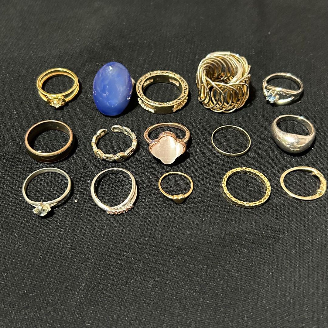 遺品整理ヴィンテージリングセット 青い石付き - メルカリ