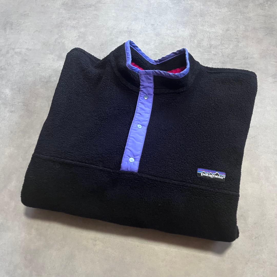 XL 80's レア オールドパタゴニア スナップT ブラック 日本製 フリース