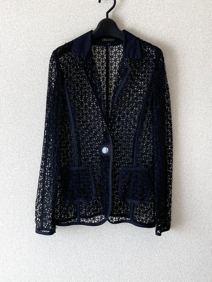 エスカーダESCADA ジャケット レース ブラック コットン - メルカリ