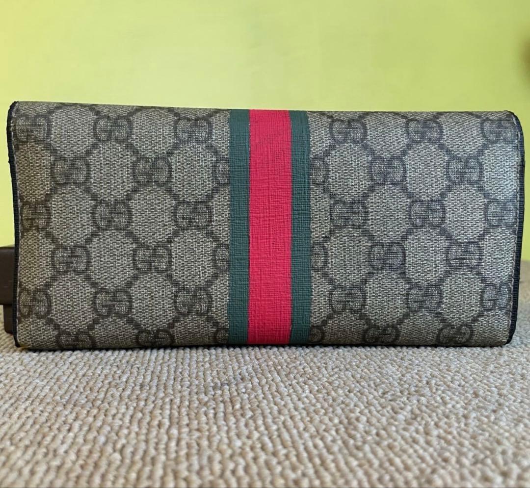 美品 グッチ GUCCI GGスプリーム 長財布 シェリーライン - メルカリ
