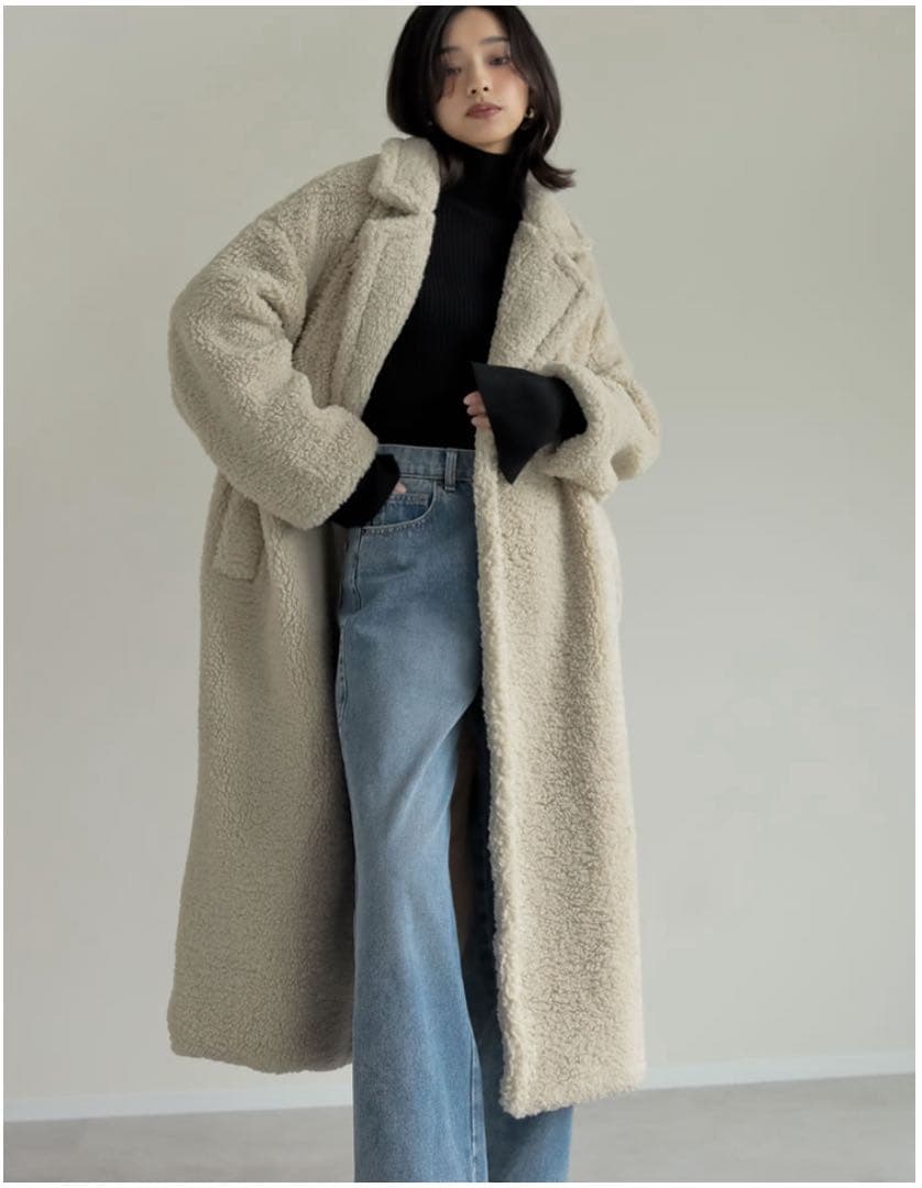 Re:EDITリエディ】辻元舞さん着用 ボアビッグカラーダブルチェスター