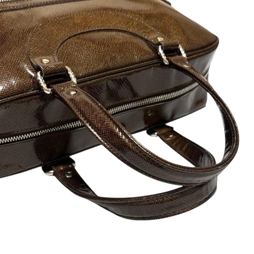 人気 ジャックルコー リスボン ボストンバッグ エナメル ブラウン A4収納可