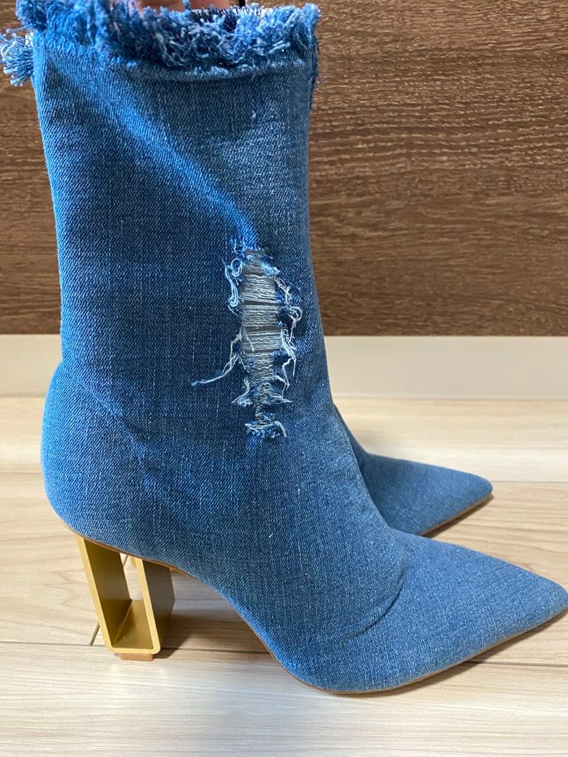 YELLO BLUE JEAN BABY SHORT BOOTS デニムブーツ - メルカリ