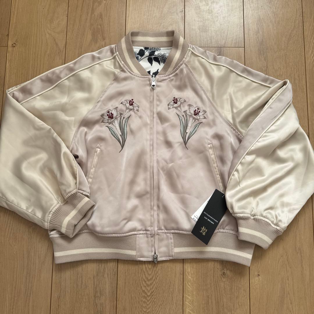 LILYBROWN花刺繍 ベージュ スカジャン LILY BROWN×KEITA MARUYAMA】エンブロイダリーリバーシブルスカジャン