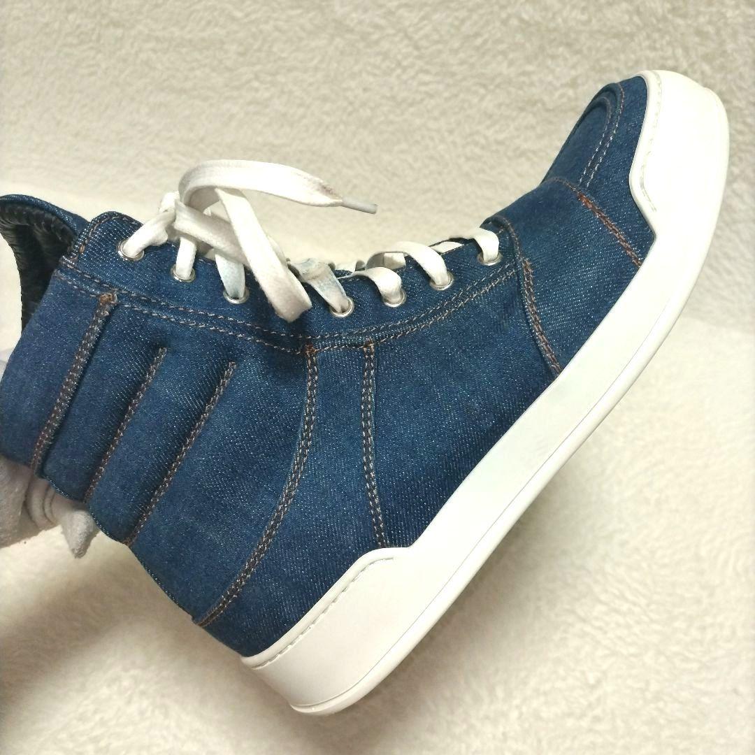 美品】BALMAIN バルマン デニム インディゴ ハイカットスニーカー レア
