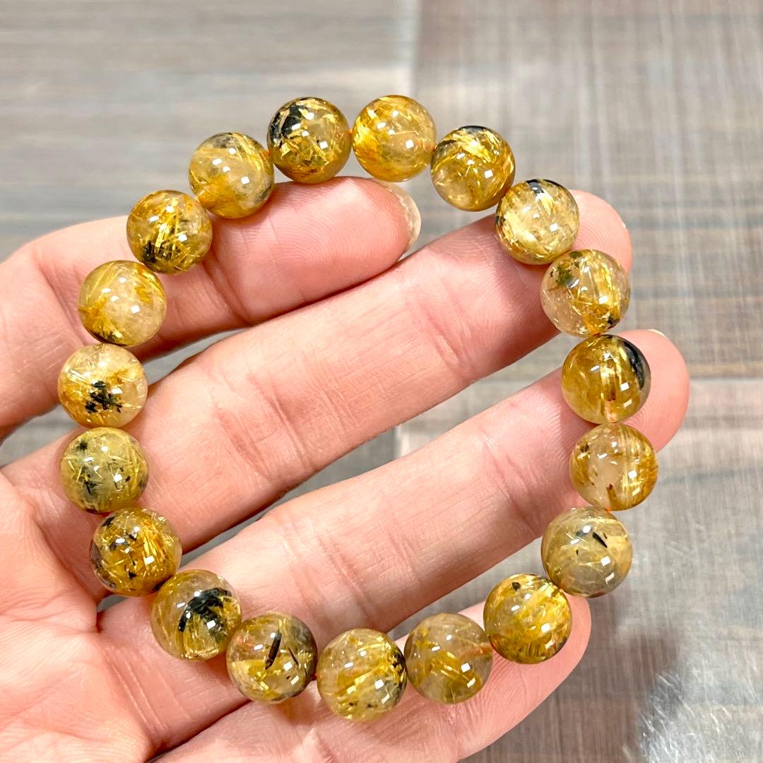 金運強　太陽放射ルチルブレスレット　ヘマタイト　ルチルクォーツ　2-12 11.5mm太陽ルチル(ヘマタイト/ルチル)】ルチルクォーツ 11.5mm玉