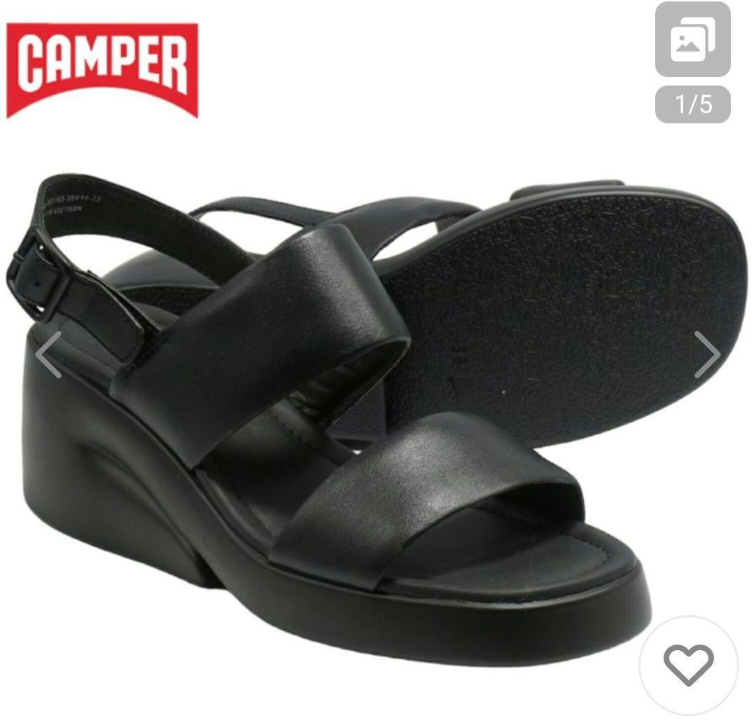 新品CAMPER ブラック ストラップサンダル EU38 CAMPPER ブラック ストラップ サンダルCAMPER ブラックストラップ