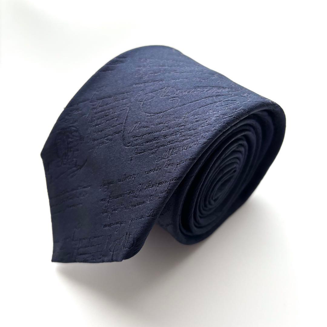 美品꧂ ベルルッティ ネクタイ スクリットパターン カリグラフィ