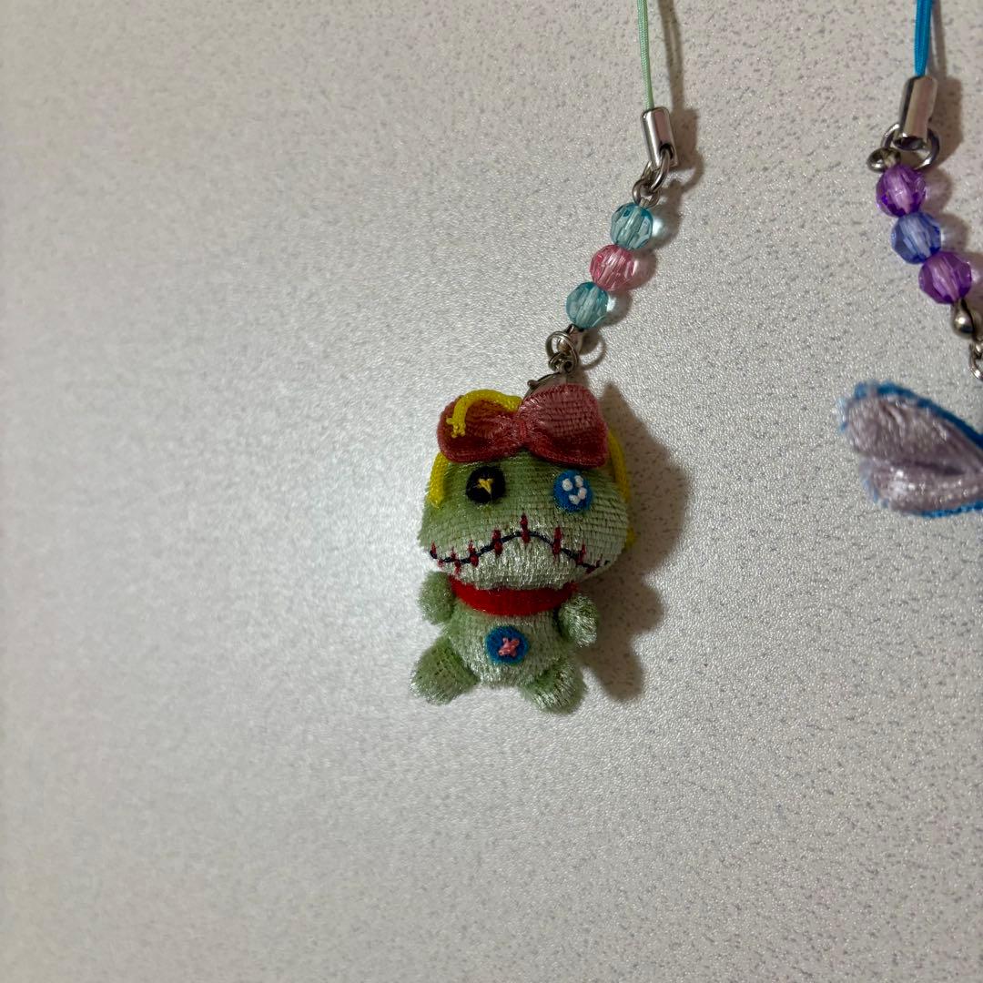 スティッチ エンジェル スクランプ ビーズストラップ ディズニー