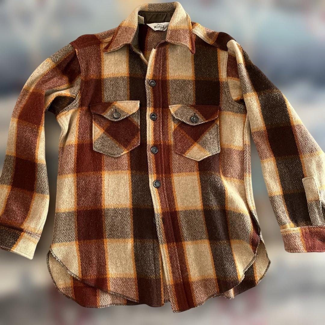 70s ウールリッチ　WOOL RICH ウールシャツ　M ブラウン系チェック 70s ウールリッチ WOOL RICH ウールシャツ M ブラウン系チェック 70s