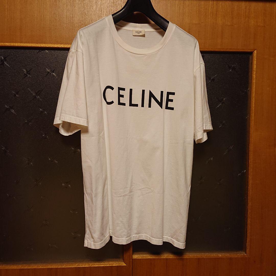 CELINE エディースリマン正規品ルーズフィットTシャツ 白 正規 19SS CELINE セリーヌ Hedi Slimane エディスリマン ロゴ