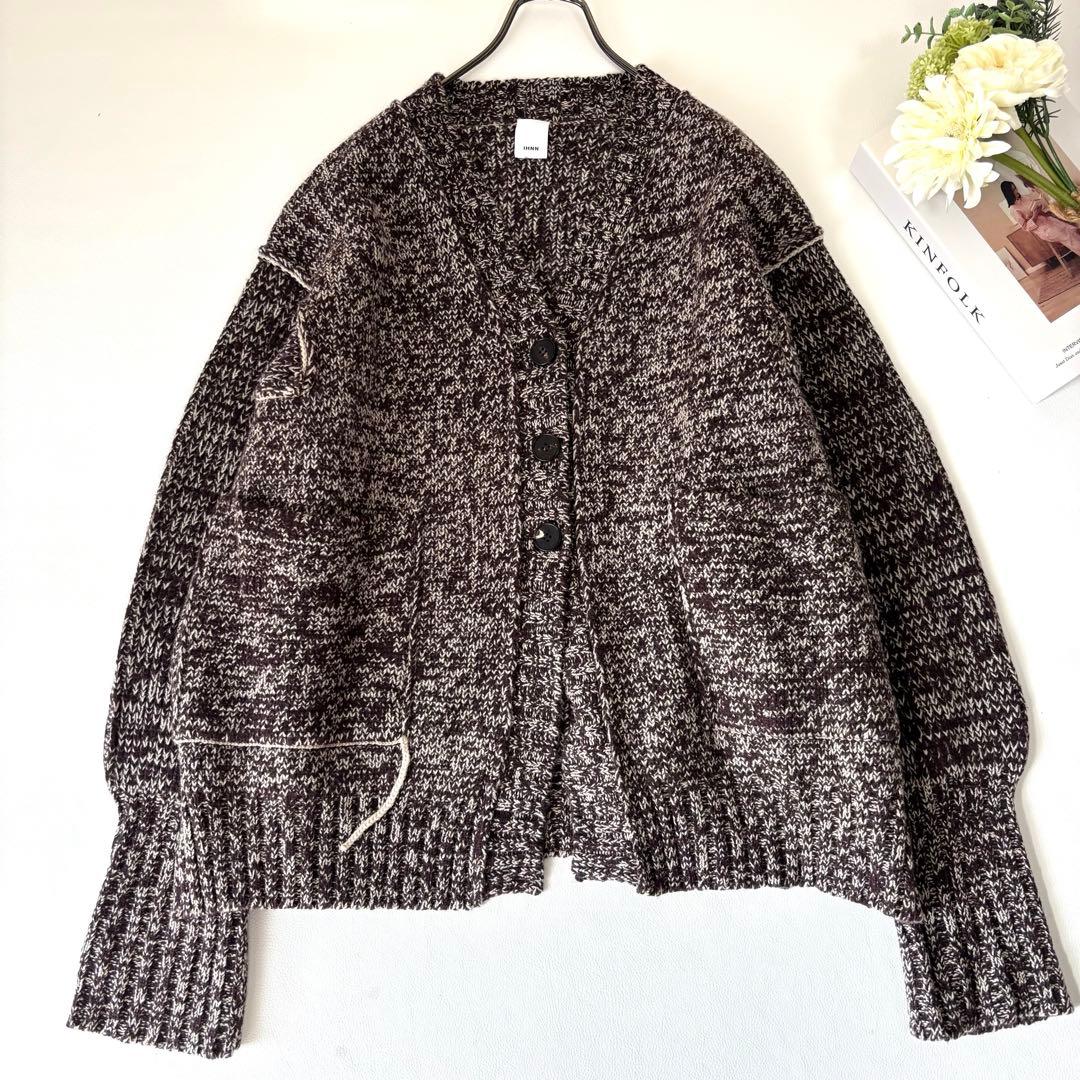 【未使用級/カシミヤ混】IHNN イン ステッチローゲージカーディガン ブラウン 1665275001-050_SUB.jpg?v=