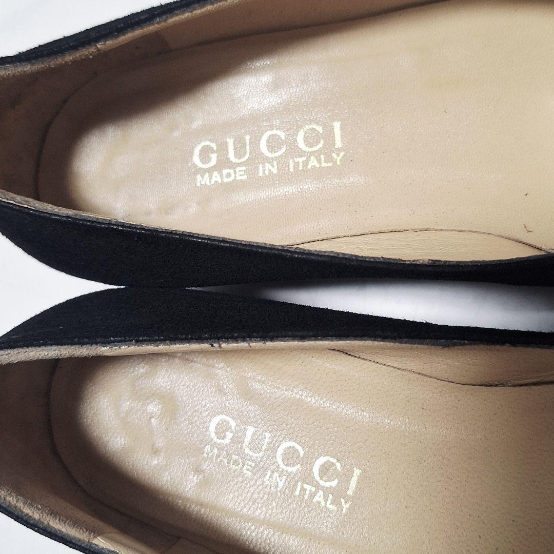 良品】 GUCCI グッチ バンブービット ローファー 25 スエード 黒