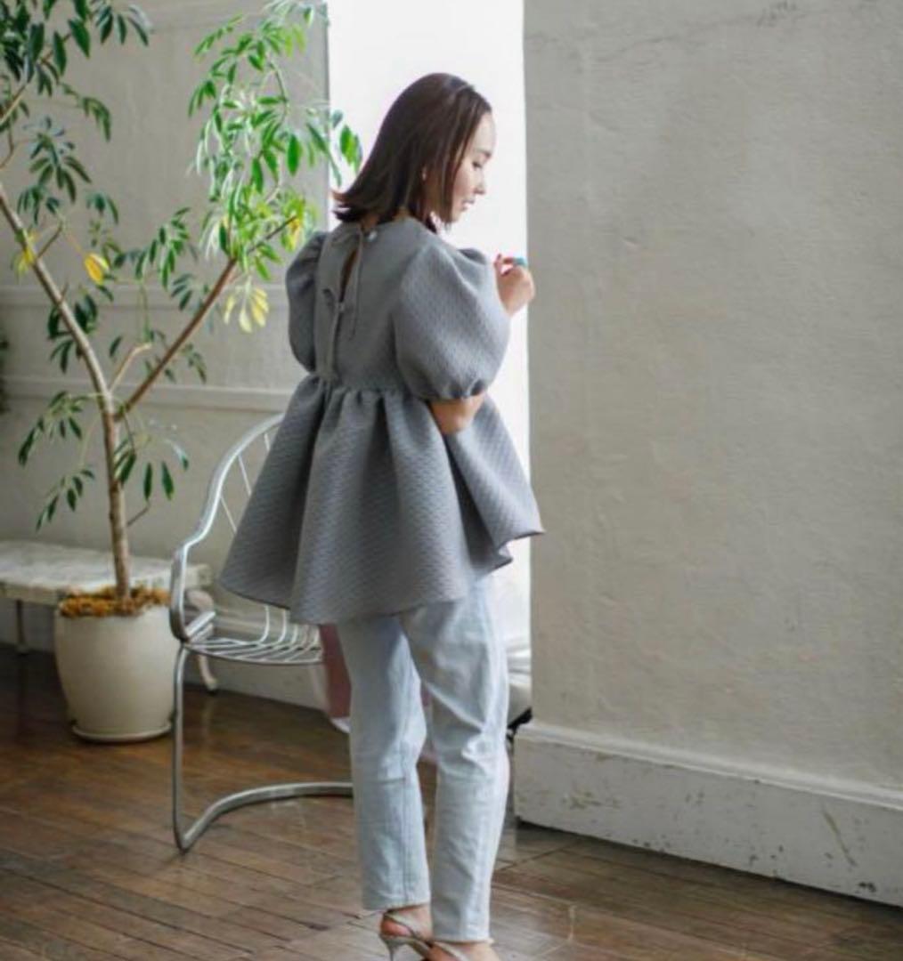 bluelea ブルレア ジャガードブラウス グレー