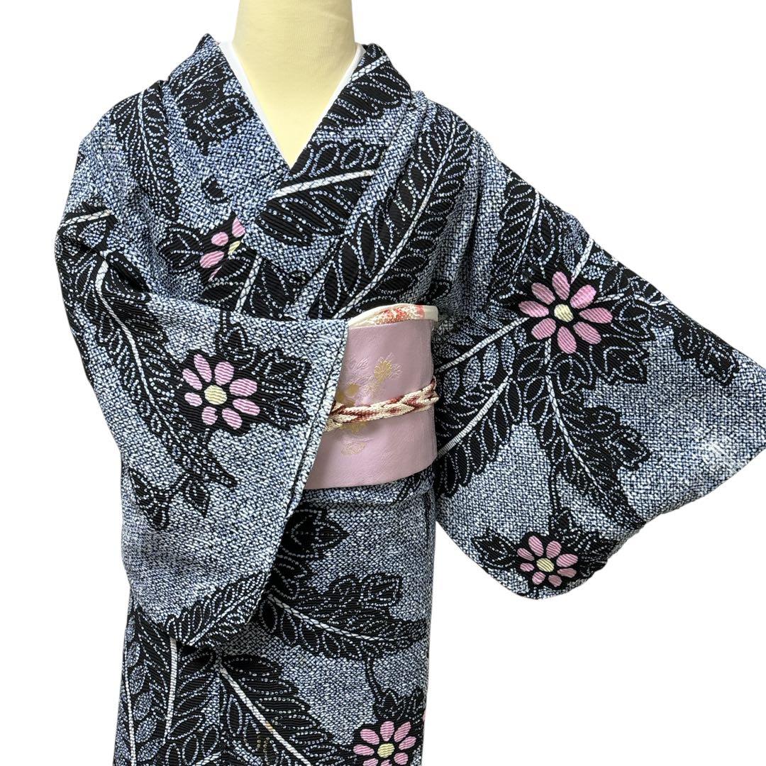 AA37有松鳴海絞り浴衣 花 綿レディース浴衣単品 綿 お仕立て上がり浴衣