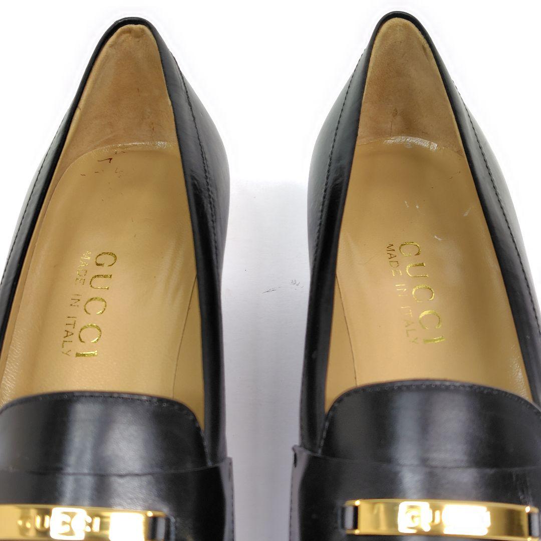 ☆katxxx様☆グッチ ローファー 38C パンプス ロゴ プレート レザー