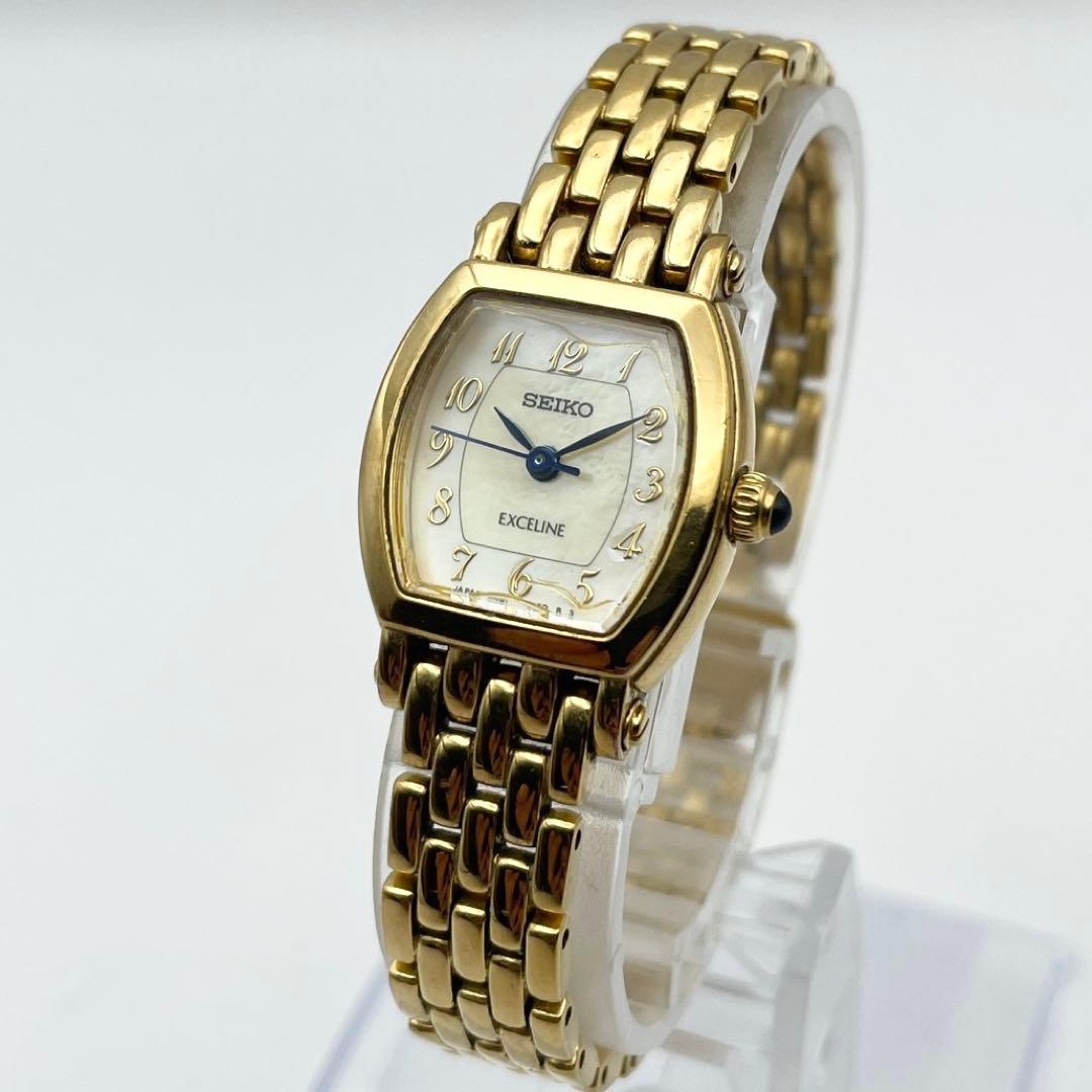 セイコー EXCELINE レディース腕時計 トノー ゴールド クォーツ 稼働品 稼働/新品電池 SEIKO EXCELINE クォーツ レディース 腕時計 - メルカリ