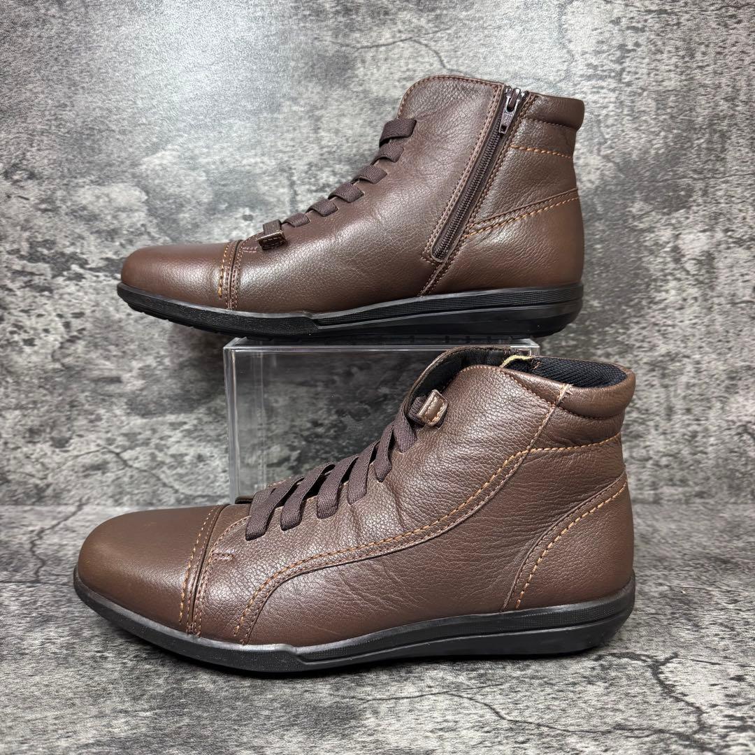 【新品未使用】アキレスソルボ サイドジップ ハイカット レザー 25.5cm