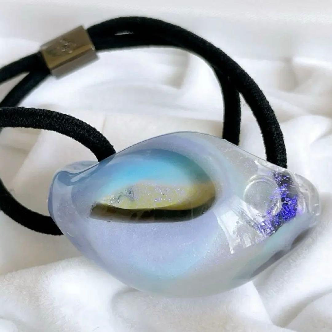 コレットマルーフ ブルー マーブル系 グラスポニー ヘアゴム