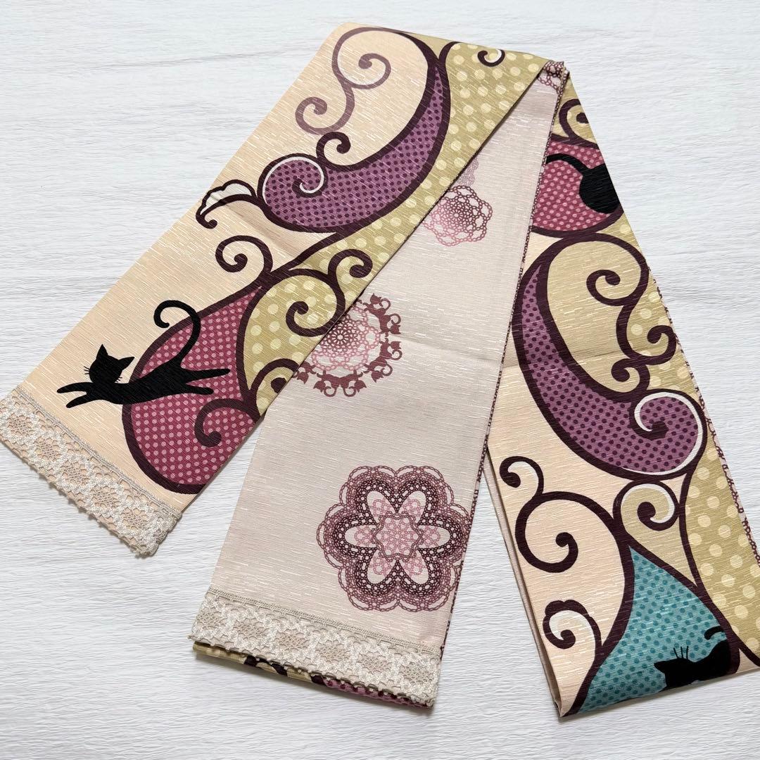 m260 wakka 猫 花 レース 半幅帯 正絹 ワッカ - メルカリ