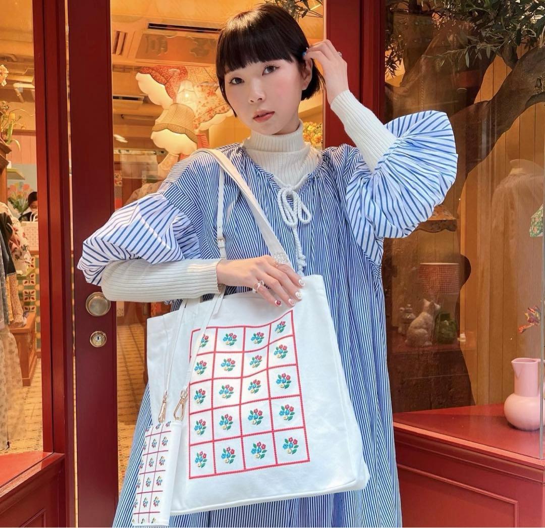 poppy ストライプボリュームワンピース S あさぎーにょ - メルカリ